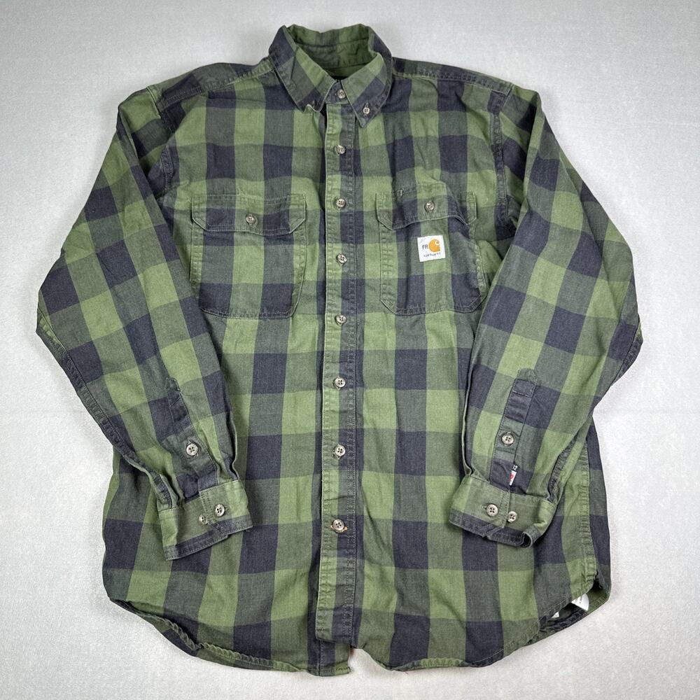 Carhartt Flame Resistant Flannel Men’s Medium Loose Fit Green